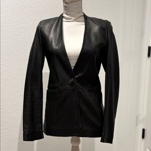 All Saints Black Leather Blazer